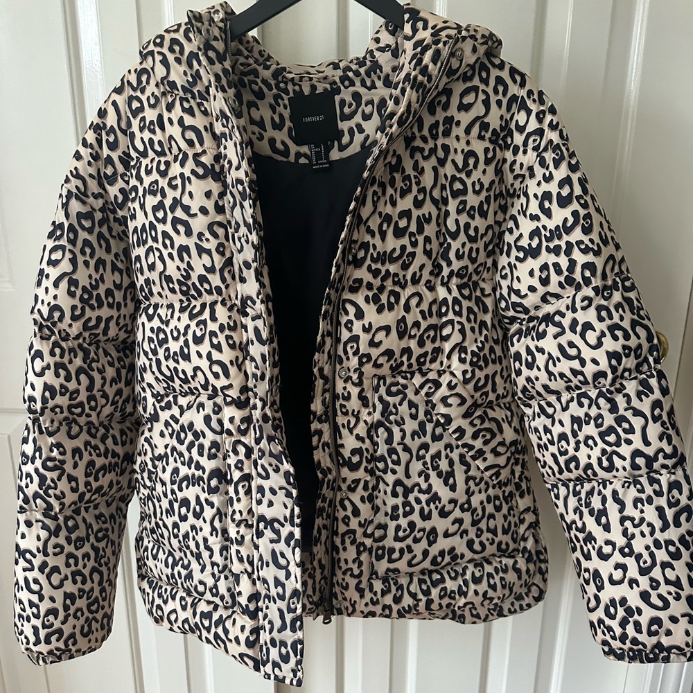 Leopard Print Puffer Jacket